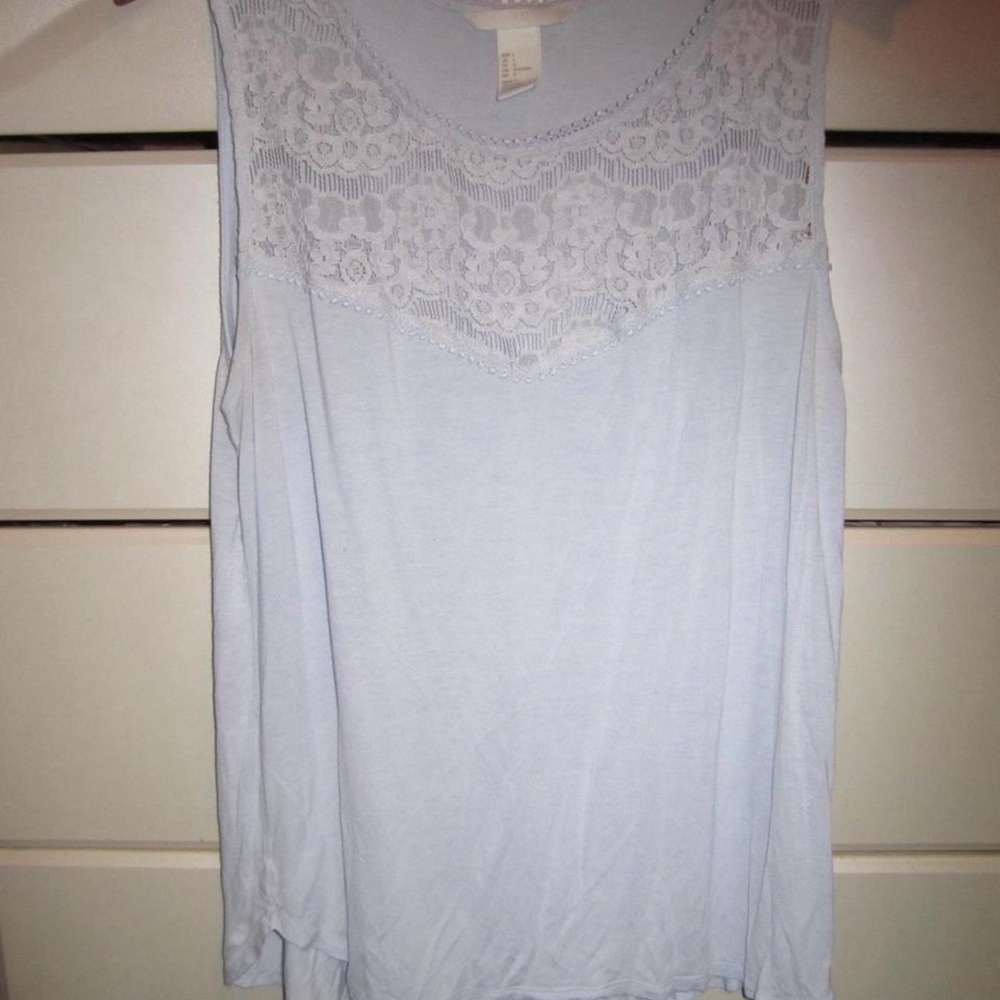h&m light blue floral lace cami top